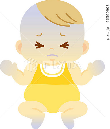 ベビー服を着た顔面と手足の青いチアノーゼ症状の赤ちゃん ベビー全身イラスト17のイラスト素材