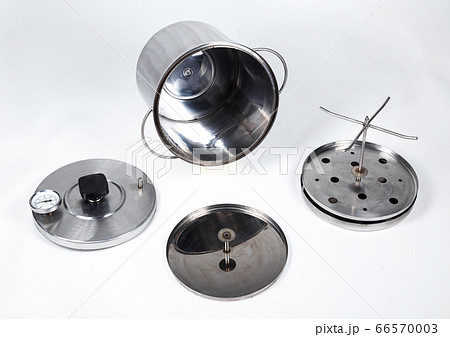 Picture of smokehouse pot's part on white background 66570003