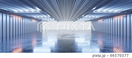 dark abstract concrete and soldered metal steel hangar hall industrial design 3d rendering futuristic lighting 66570377