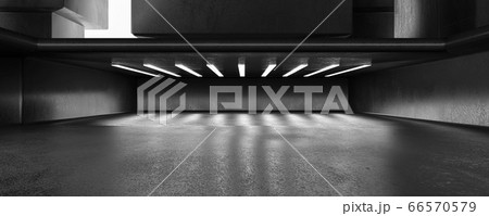abstract dark modern futuristic city concrete building light technlogy basement design 3d background illustration rendering 66570579