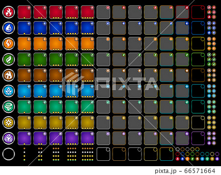 ゲーム アイコン 属性 フレーム メタル A 黒背景のイラスト素材
