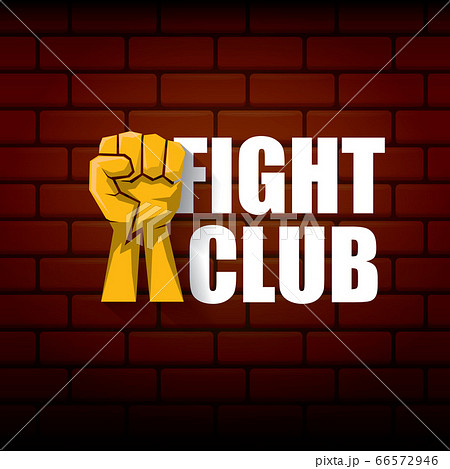 fight club vector logo with orange man fist isolated on brick wall background. MMA Mixed martial arts concept design template fight club vector logo with orange man fist isolated on brick wall background. MMA Mixed martial arts concept design template 66572946