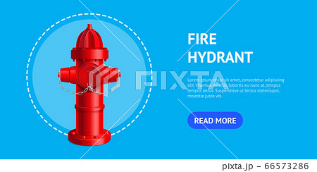 Realistic 3d Detailed Red Fire Hydrant Card. Vector 66573286