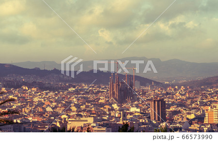 Barcelona in sunset time, Spain Barcelona in sunset time, Spain 66573990