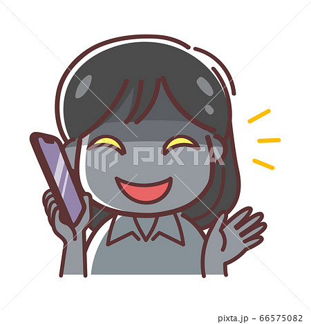 悪意のあるムードの女性がスマホで話しているイラスト 犯罪 加害者 サイコパス のイラスト素材