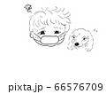 男児と愛犬のイラスト　ダックスフンド 66576709