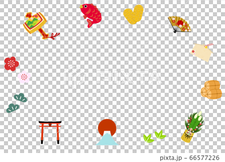 正月飾り:打ち出の小槌や鯛などのアイコンセットのベクターイラスト 正月飾り:打ち出の小槌や鯛などのアイコンセットのベクターイラスト 66577226