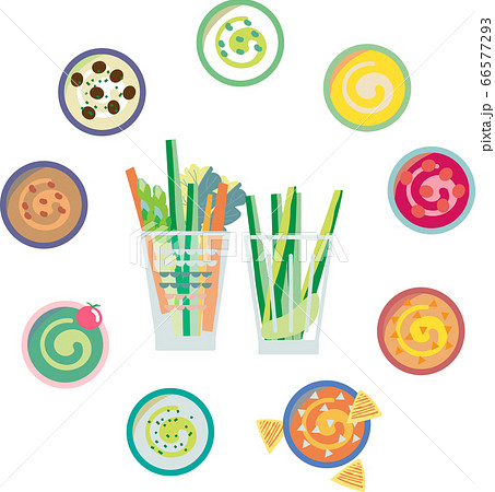 スティック野菜とディップ イラスト セット スティック野菜とディップ イラスト セット 66577293
