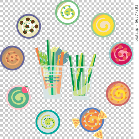 スティック野菜とディップ イラスト セット スティック野菜とディップ イラスト セット 66577293