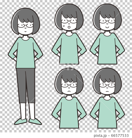 Illustration of a woman in bob cut glasses 1 66577533