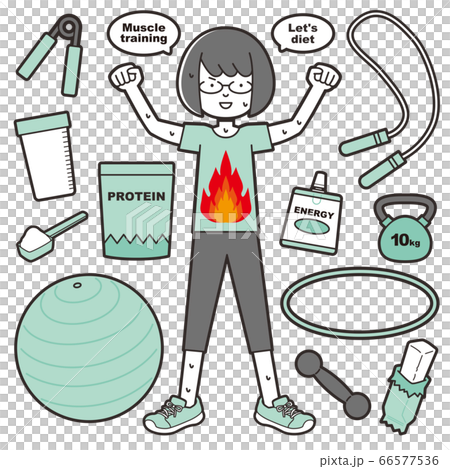 鮑勃的女人的插圖切開眼鏡(肌肉訓練) 鮑勃的女人的插圖切開眼鏡(肌肉訓練) 66577536