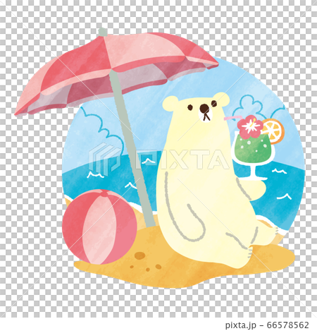 Polar bear summer watercolor beach 02 Polar bear summer watercolor beach 02 66578562