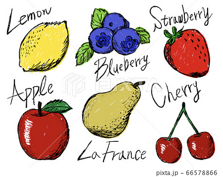果物やフルーツの手書きイラストイメージのイラスト素材