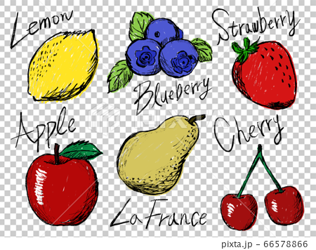 果物やフルーツの手書きイラストイメージのイラスト素材