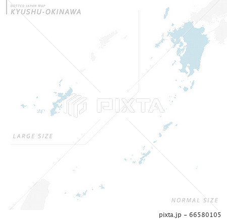 日本地図 九州 沖縄 ドットマップ 通常版 地図のイラスト素材