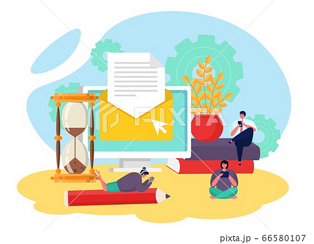 Email service, send letter vector illustration. Mail marketing, flat newsletter and business computer online web design. 66580107