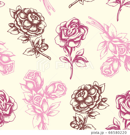 Vintage floral seamless pattern with roses Vintage floral seamless pattern with roses 66580220