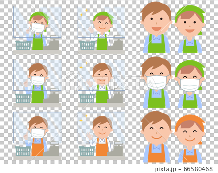 レジにアクリル板を設置 感染予防 男女スタッフ 66580468