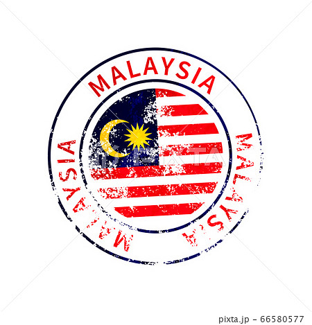 Malaysia sign, vintage grunge imprint with flag on white 66580577