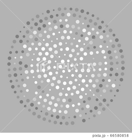Grayscale colored abstract shapes made of dots in radial arrangement 66580858