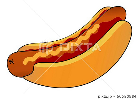 Hot Dog with ketchup and mustard. Template for background, banner, card, poster. Vector EPS10 66580984