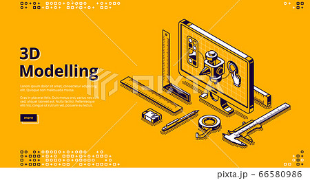 Vector landing page of 3D modelling 66580986