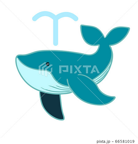 しぶきをあげるクジライラストのイラスト素材 66581019 Pixta