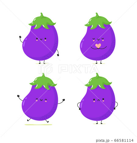 Cute smiling funny eggplant collection Cute smiling funny eggplant collection 66581114