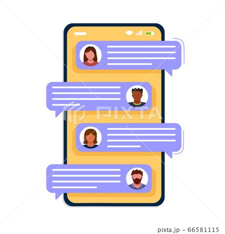 Phone screen with chat bubbles, text messages Phone screen with chat bubbles, text messages 66581115