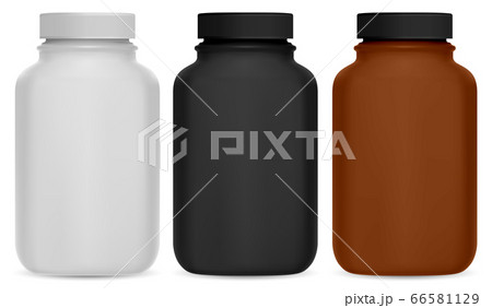 Pill bottle. Vitamin supplement 3d package mockup 66581129