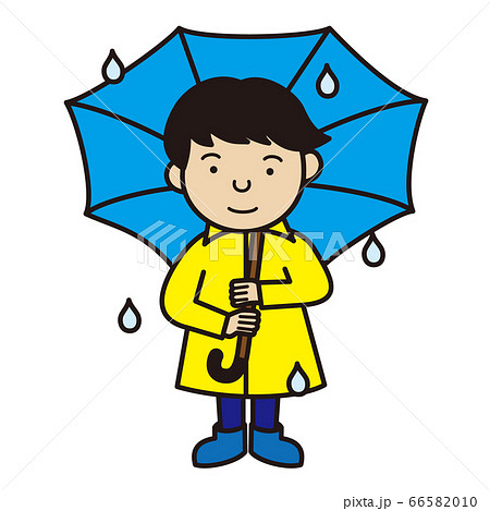 傘をさす男の子のイラスト素材