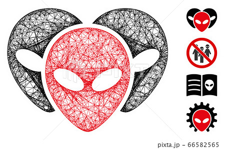 Alien Visitor Heads Web Vector Mesh Illustration 66582565