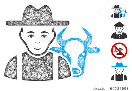 Cattle Farmer Web Vector Mesh Illustration Cattle Farmer Web Vector Mesh Illustration 66582693