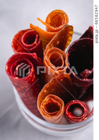 Fruit pastille in glass cup 66582947
