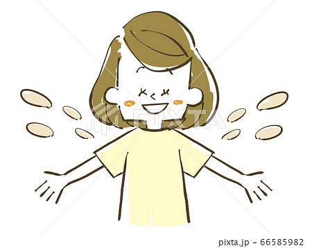 笑顔で両手を広げる女性 66585982