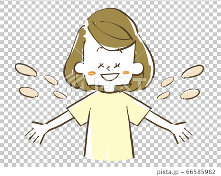 笑顔で両手を広げる女性 66585982