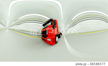360 degrees panorama. red Gasoline tanker in a tunnel. fast driving. oil concept. 3d rendering. 360 degrees panorama. red Gasoline tanker in a tunnel. fast driving. oil concept. 3d rendering. 66586577