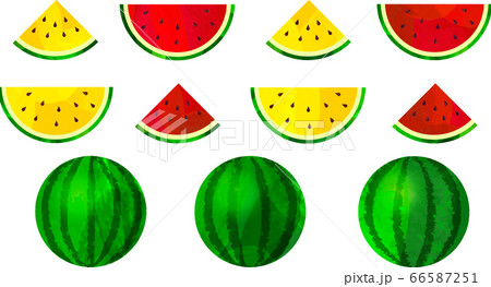 スイカのカットイラスト Watermelon Vector Illustrationのイラスト素材 66587251 Pixta