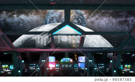 space ship futuristic interior. Cabine view. Galactic travel concept. 3d rendering. space ship futuristic interior. Cabine view. Galactic travel concept. 3d rendering. 66587383