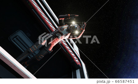 astronaut jump into space. view of the earth. 3d rendering. astronaut jump into space. view of the earth. 3d rendering. 66587451
