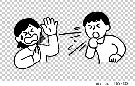 咳する私服男性と嫌がる私服女性 シンプル のイラスト素材