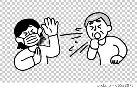 Senior man coughing and hating mask women's clothes (simple) Senior man coughing and hating mask women's clothes (simple) 66588075