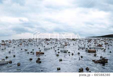 Apocalypse sea view. Destroyed bridge. Armageddon concept. 3d rendering. Apocalypse sea view. Destroyed bridge. Armageddon concept. 3d rendering. 66588280