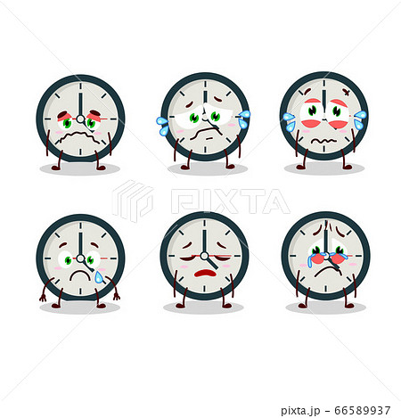 Clock cartoon in character with sad expression Clock cartoon in character with sad expression 66589937