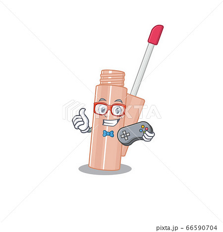 Mascot design style of lip tint gamer playing with controller 66590704