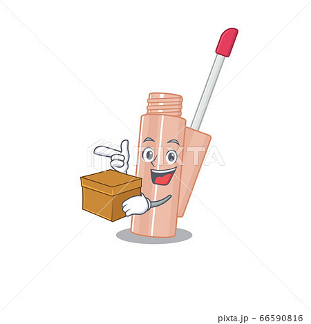 A cheerful lip tint cartoon design concept having a box A cheerful lip tint cartoon design concept having a box 66590816