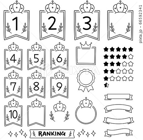線画の手描き風ランキングアイコン アンティーク ビンテージ のイラスト素材