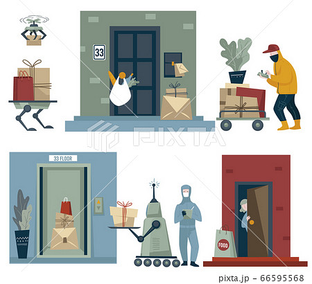 Delivery during coronavirus outbreak, lockdown and quarantine set 66595568