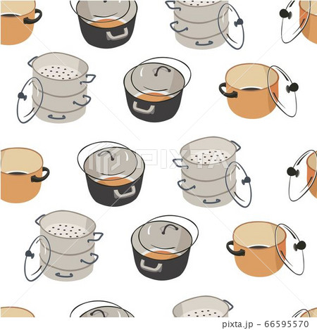 Saucepan for cooking and preparing food seamless pattern 66595570