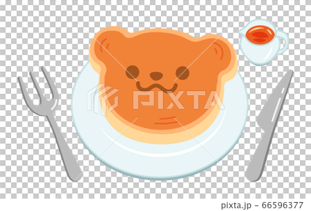 クマの形をした可愛いホットケーキのイラスト素材